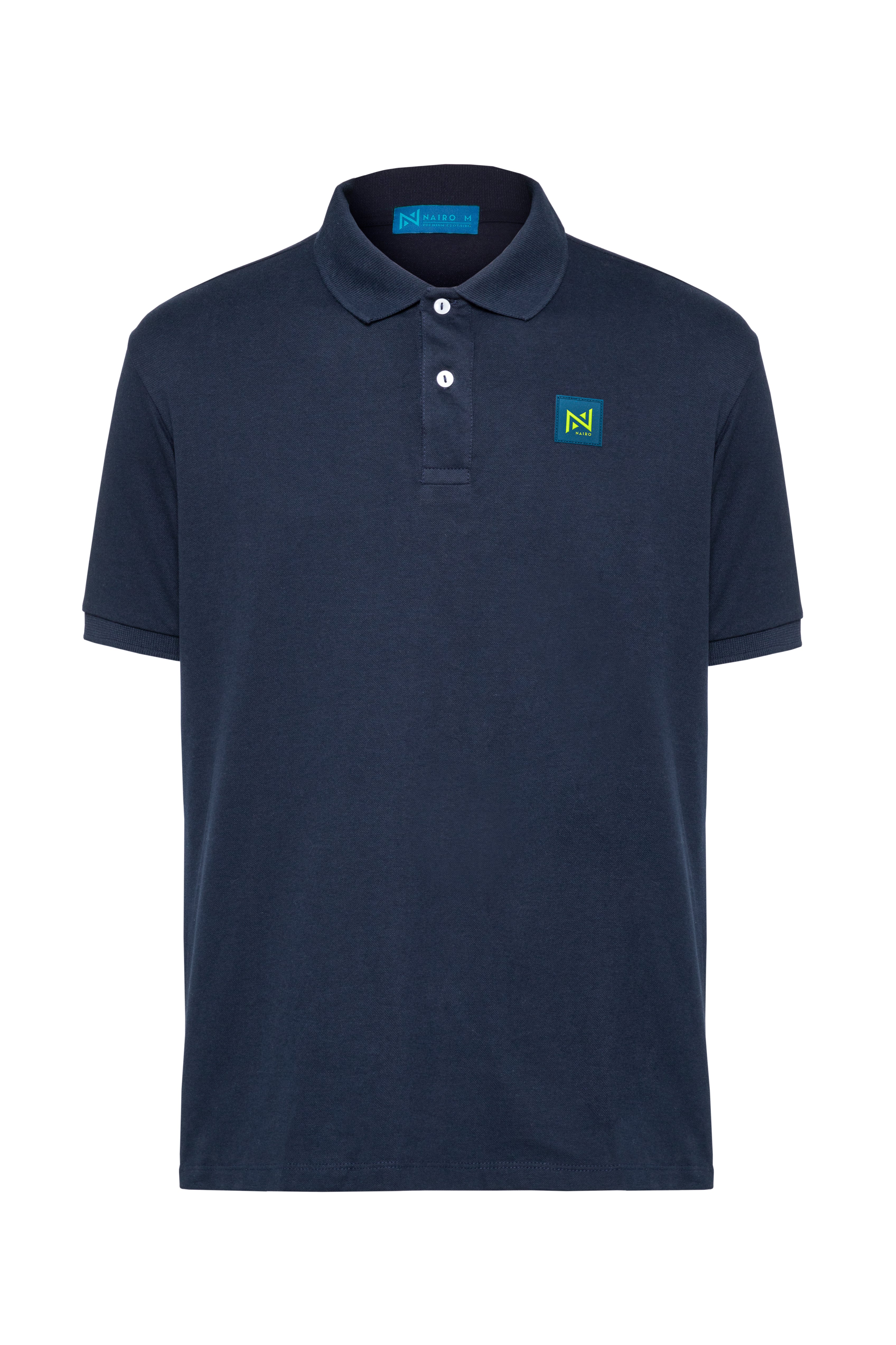 CAMISETA POLO AZUL LOGO VERDE NEON – Tienda Nairo