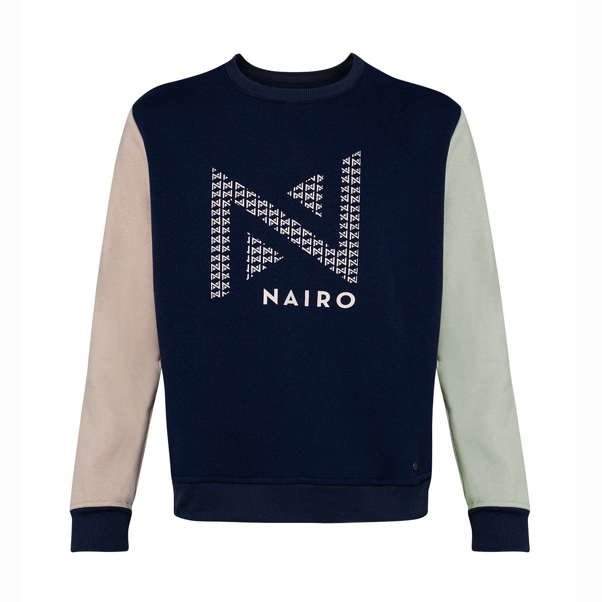 BUZO AZUL MANGA BEIGE