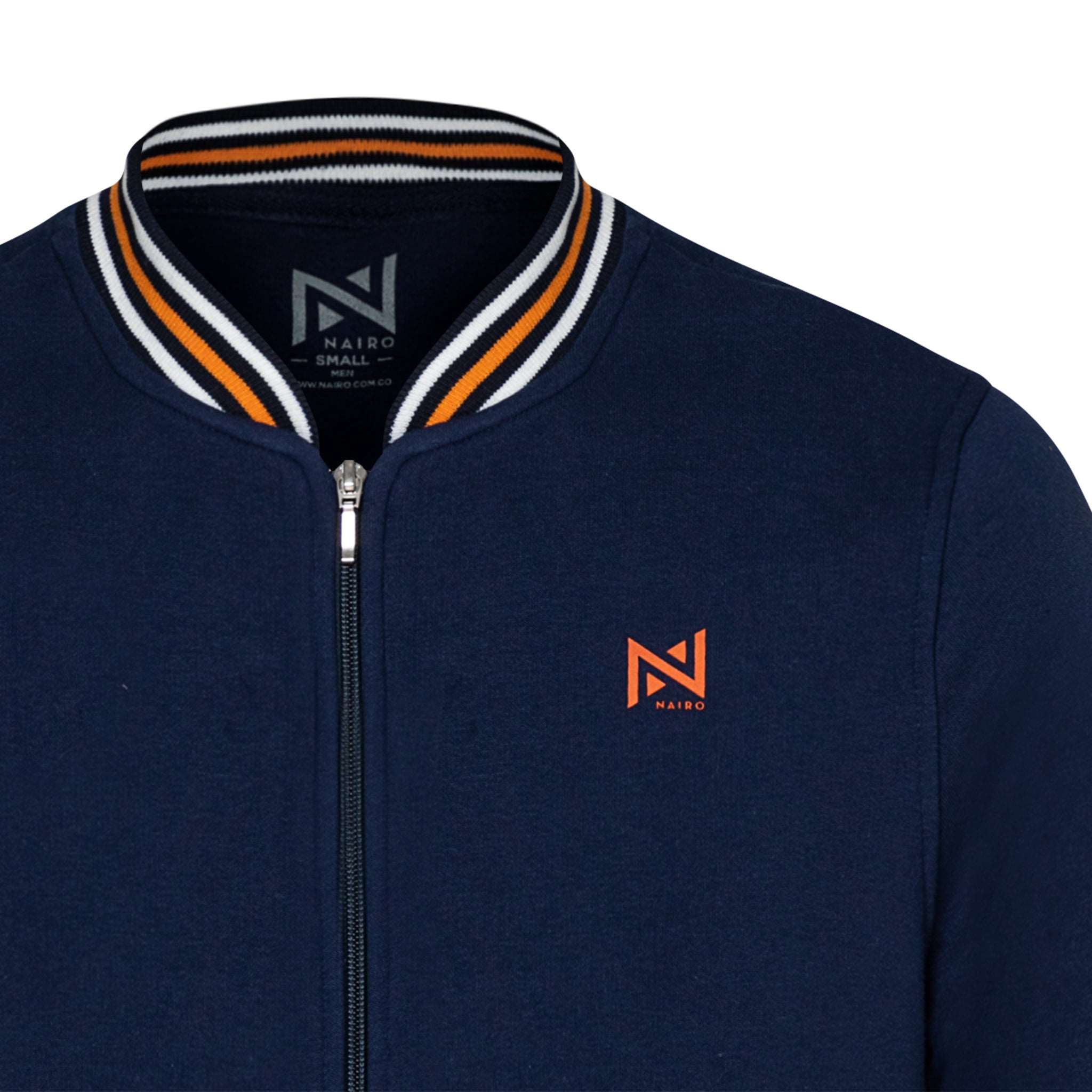 CHAQUETA BOMBER AZUL LINEA BLANCA