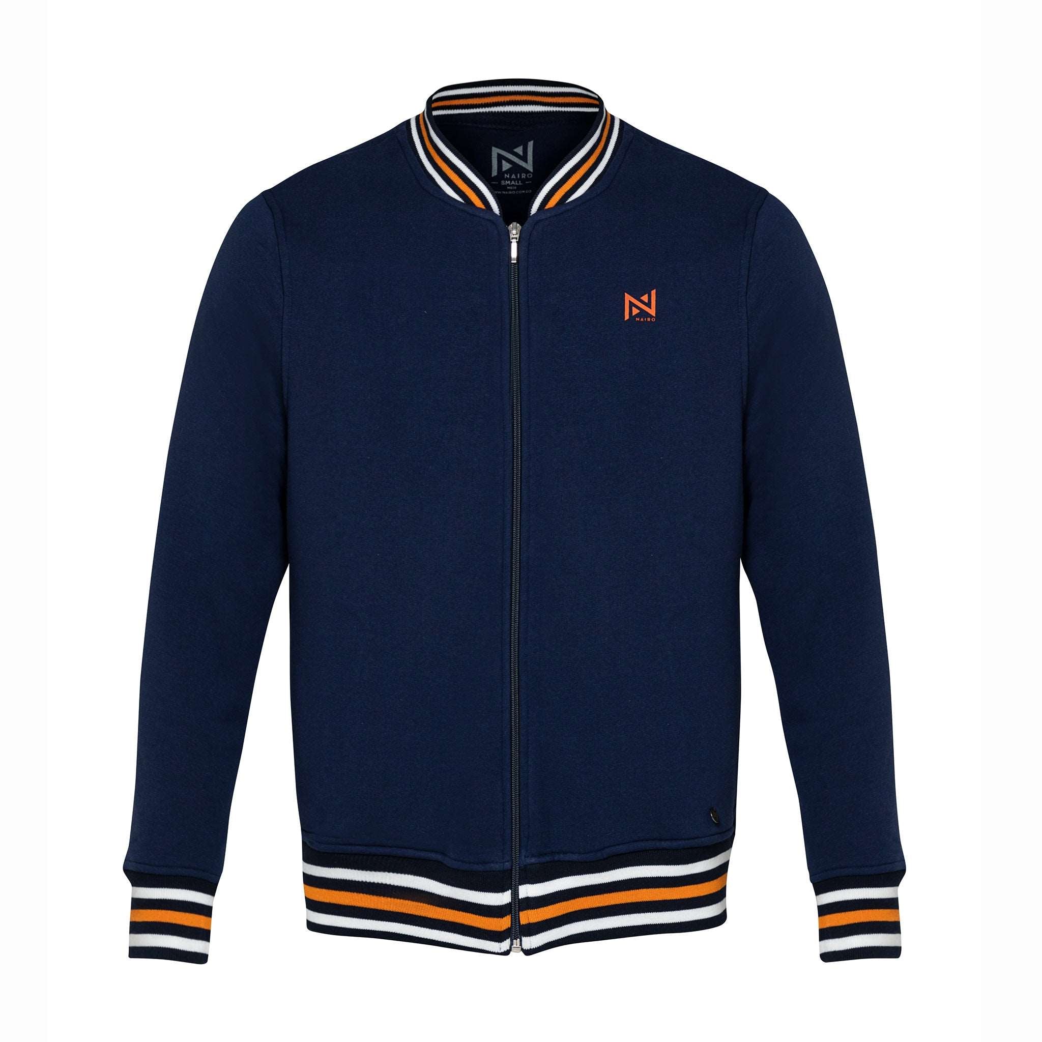 CHAQUETA BOMBER AZUL LINEA BLANCA