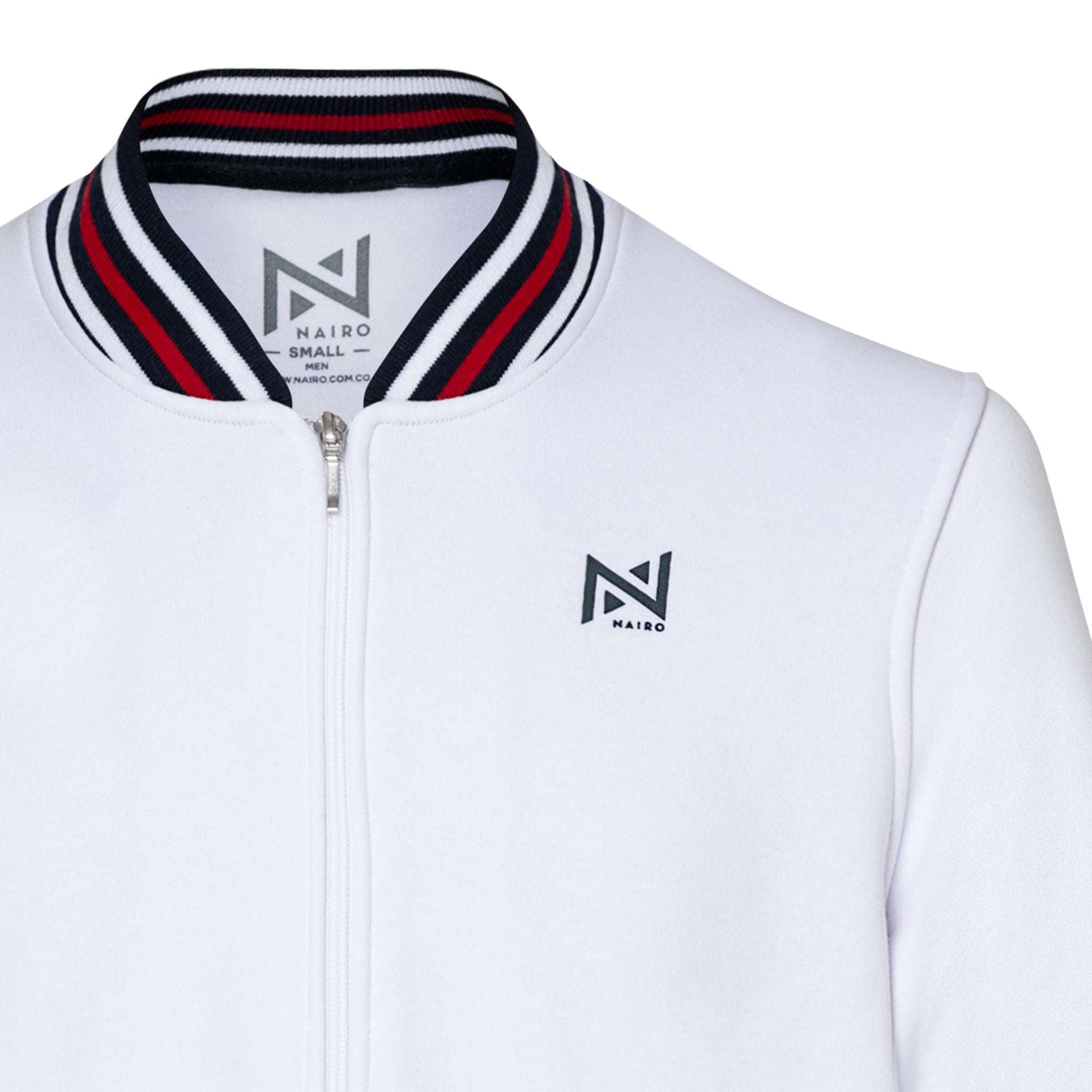 CHAQUETA BOMBER BLANCA LINEA ROJA