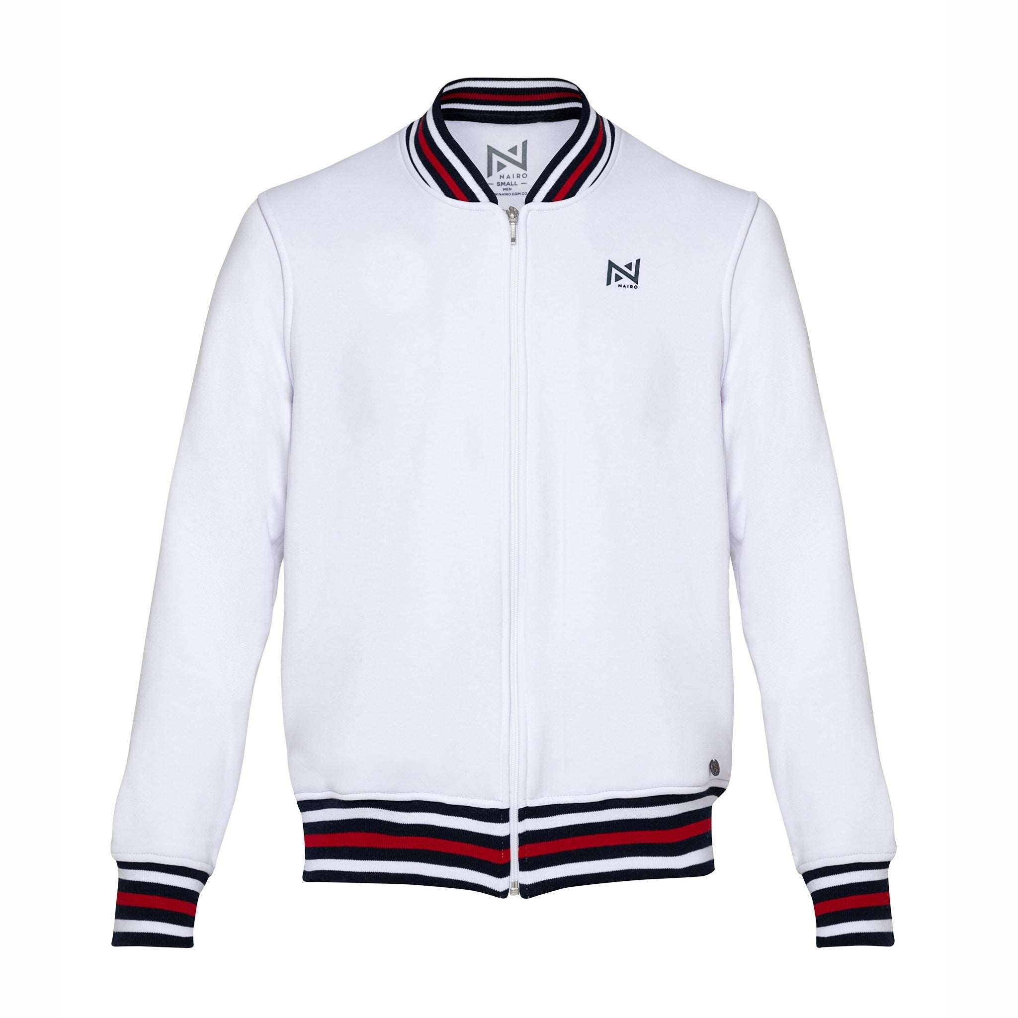 CHAQUETA BOMBER BLANCA LINEA ROJA