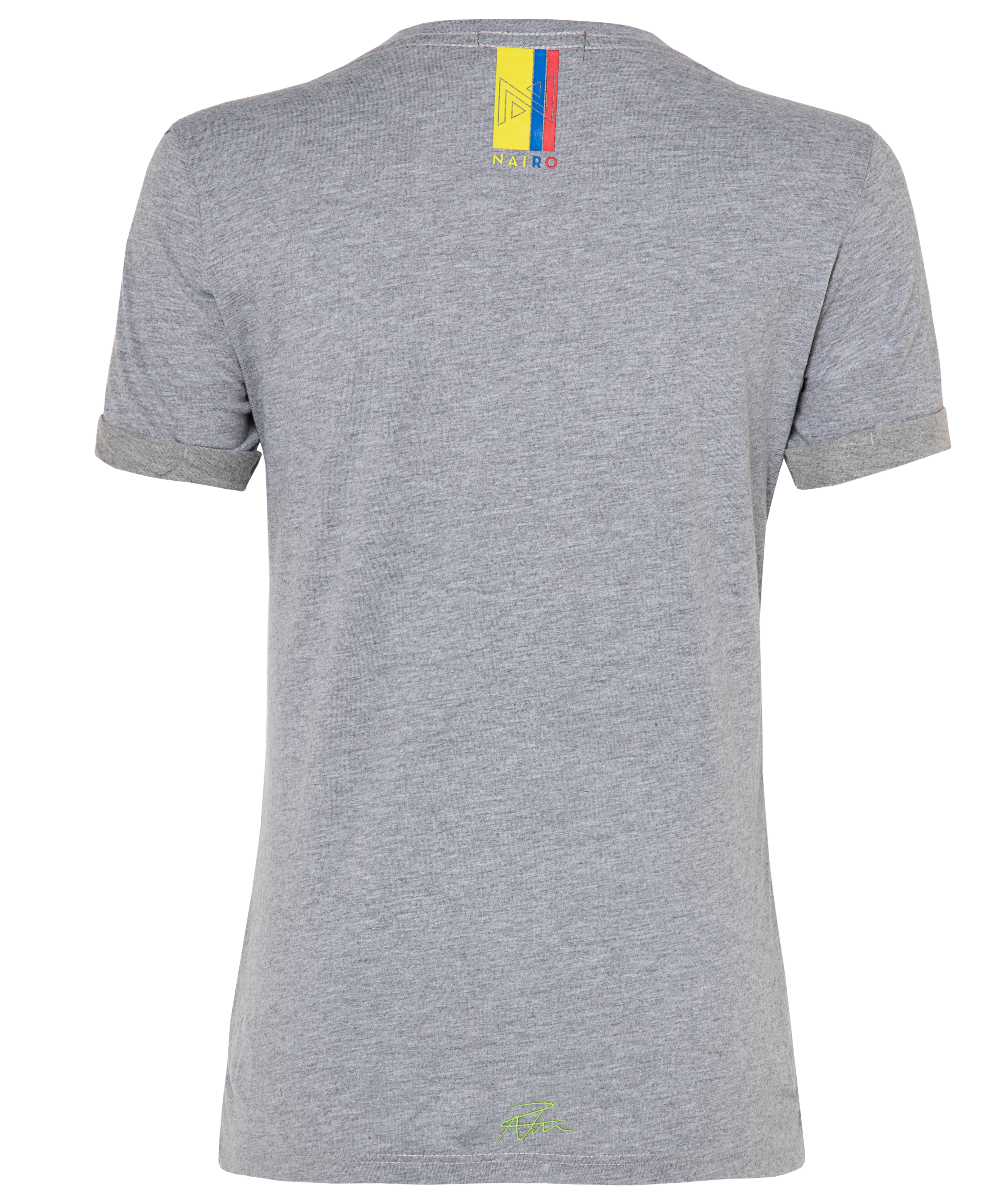 CAMSIETA CUELLO REDONDO GRIS LOGO VERDE