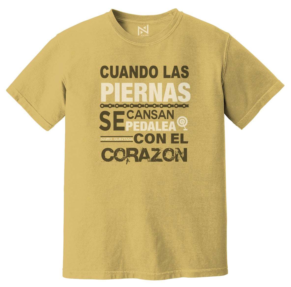 CAMISETA CASUAL MOSTAZA PEDALEA CON EL CORAZON HOMBRE